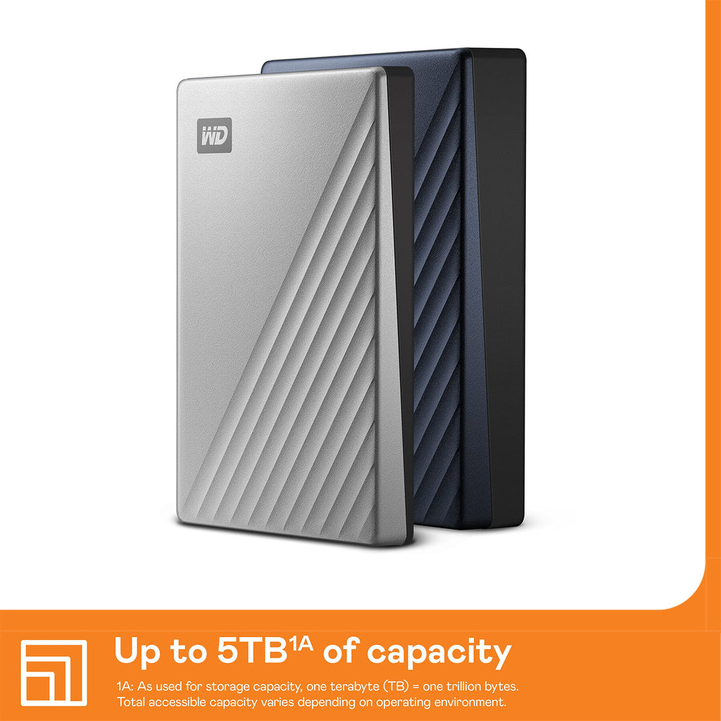 WD 4TB My Passport Ultra, portable external storage, external hard drive, software with defense against ransomware, backup and password protection, Works with PC, Xbox S|X, Playstation, Silver