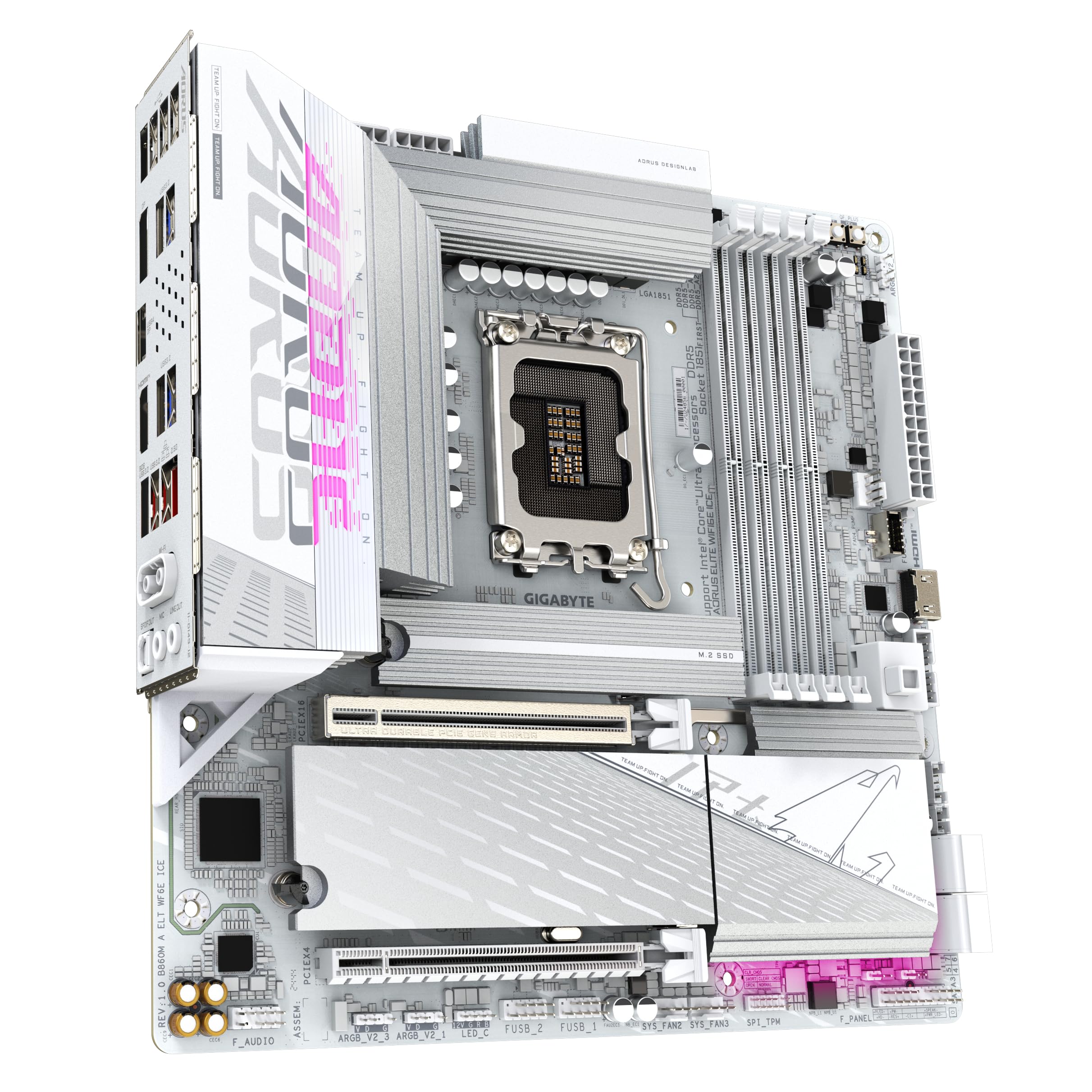 GIGABYTE B860M AORUS Elite WF6E ICE Motherboard - Intel Core Ultra Series CPUs, 12+1+2+1 Phases VRM, up to 9200MHz DDR5, 1xPCIe 5.0 + 2xPCIe 4.0 M.2, 2.5GbE LAN, WiFi 6E, USB 4