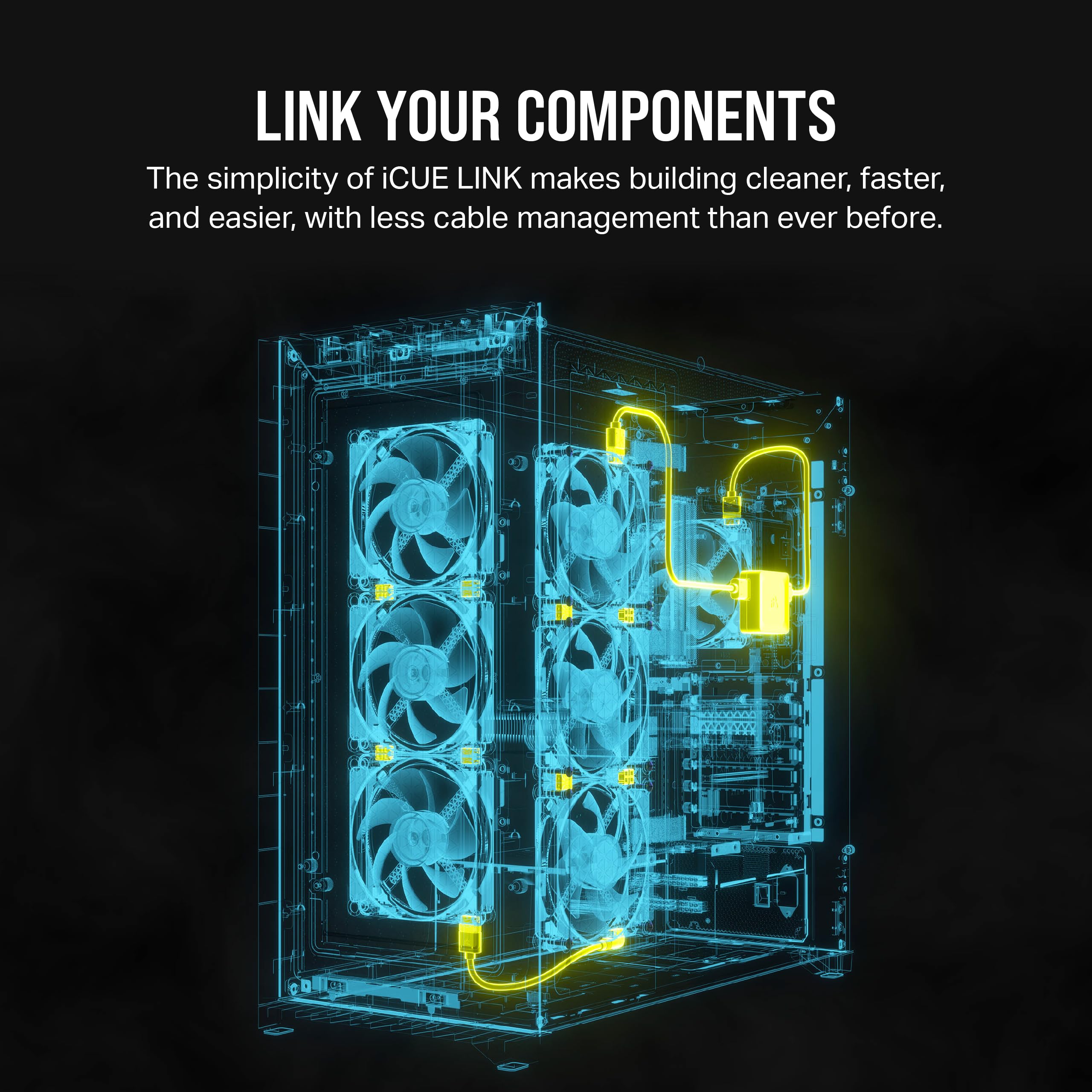 Corsair iCUE LINK System Hub - Connect Up to 14 iCUE LINK Devices - Reduce Cable Clutter – Innovative Single-Cable Design - Black