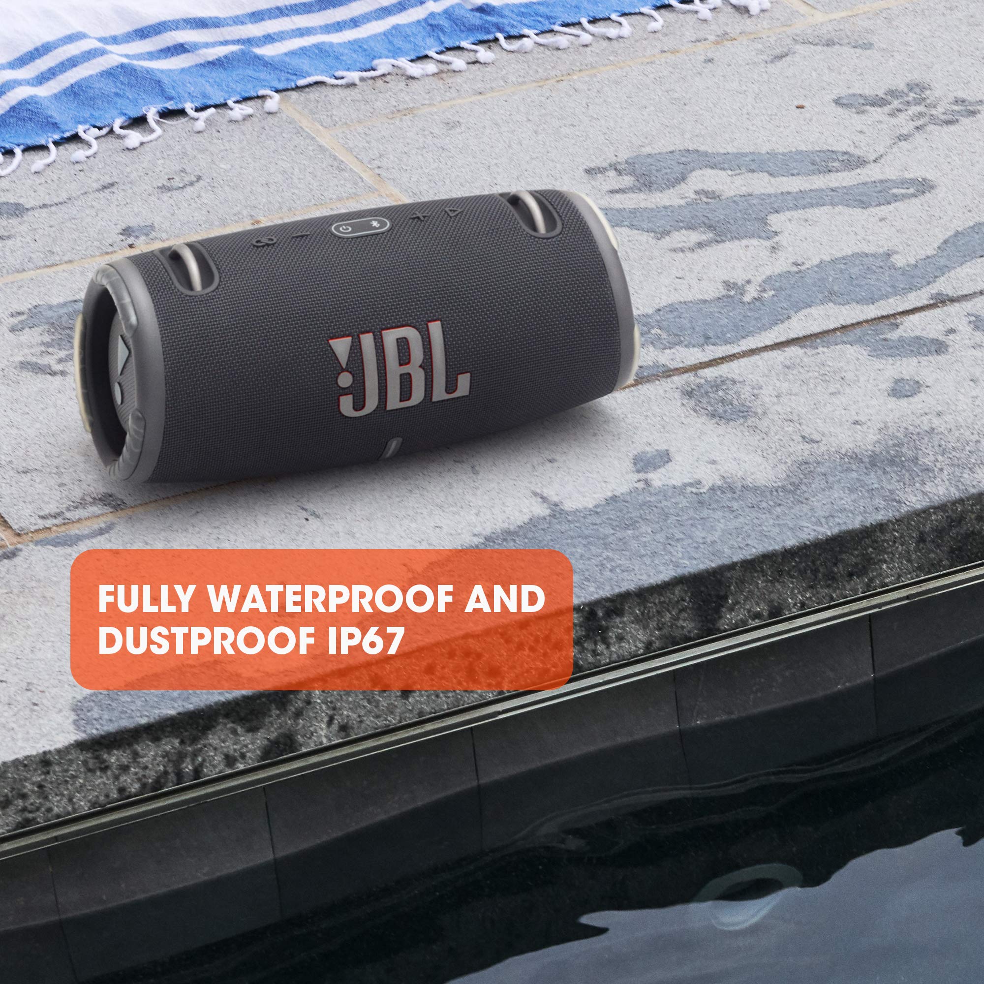 JBL Xtreme 3 Portable Bluetooth Speaker, Powerful Sound and Deep Bass, IP67 Waterproof, 15 Hours Playtime, Power Bank, PartyBoost for Pairing with Multiple Speakers (Black)