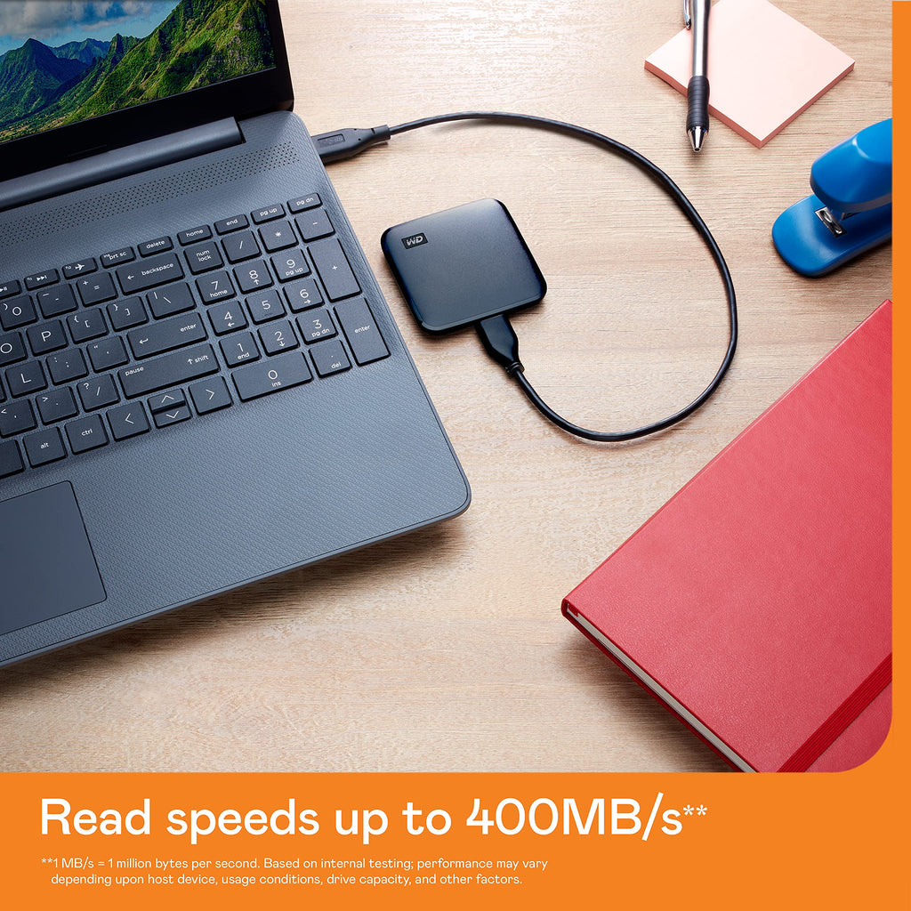 WD 2TB Elements SE SSD Portable SSD USB 3.0 up to 400 MB/s 2-meters drop resistance